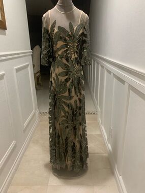 Elie Saab Embroidered Tulle Midi Dress Size 34